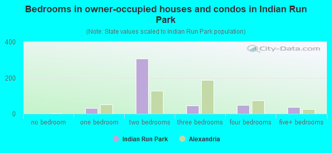 Bedrooms in owner-occupied houses and condos in Indian Run Park