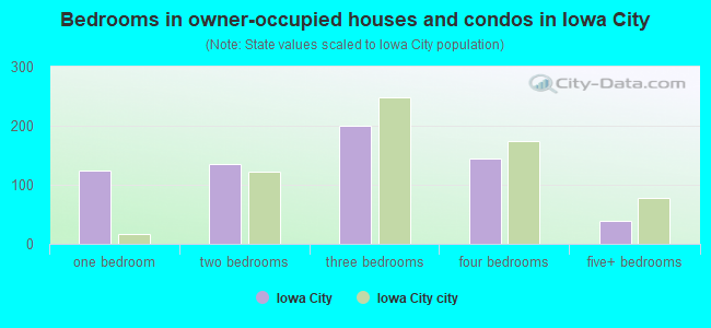 Bedrooms in owner-occupied houses and condos in Iowa City