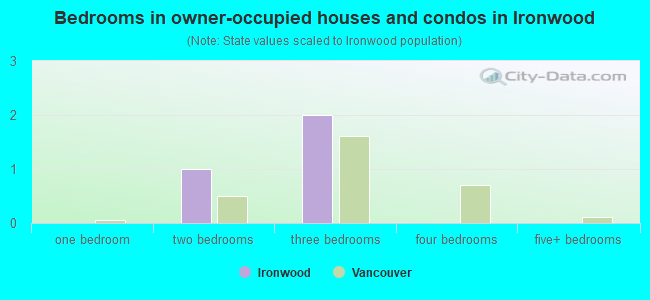 Bedrooms in owner-occupied houses and condos in Ironwood