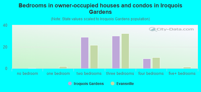 Bedrooms in owner-occupied houses and condos in Iroquois Gardens