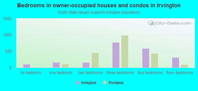 Bedrooms in owner-occupied houses and condos in Irvington