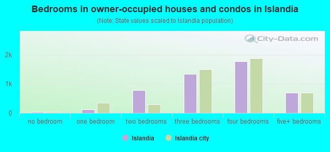 Bedrooms in owner-occupied houses and condos in Islandia