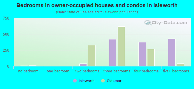 Bedrooms in owner-occupied houses and condos in Isleworth