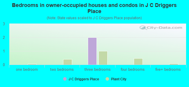 Bedrooms in owner-occupied houses and condos in J C Driggers Place