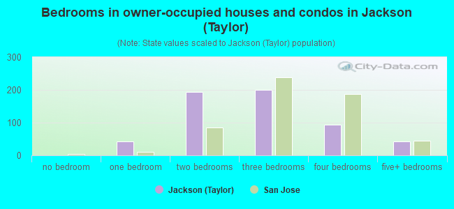 Bedrooms in owner-occupied houses and condos in Jackson (Taylor)