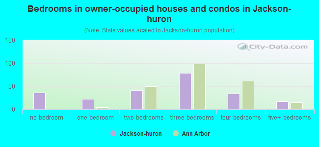 Bedrooms in owner-occupied houses and condos in Jackson-huron