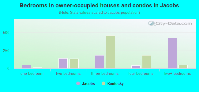 Bedrooms in owner-occupied houses and condos in Jacobs