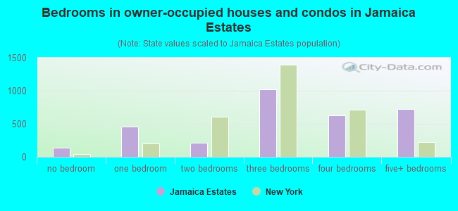 Bedrooms in owner-occupied houses and condos in Jamaica Estates