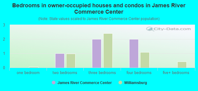 Bedrooms in owner-occupied houses and condos in James River Commerce Center