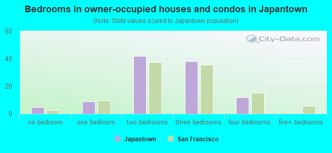Bedrooms in owner-occupied houses and condos in Japantown