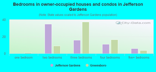 Bedrooms in owner-occupied houses and condos in Jefferson Gardens