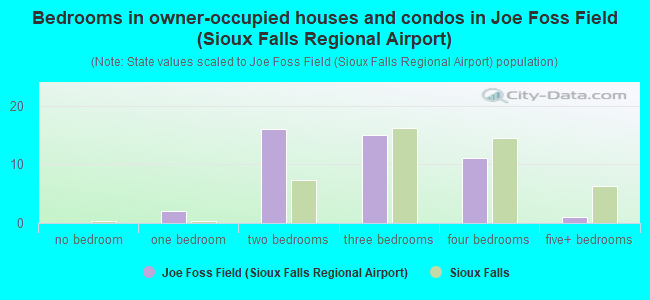 Bedrooms in owner-occupied houses and condos in Joe Foss Field (Sioux Falls Regional Airport)