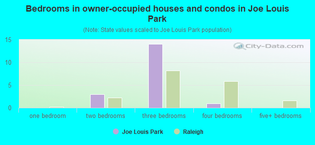 Bedrooms in owner-occupied houses and condos in Joe Louis Park
