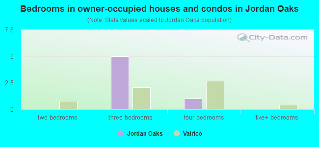 Bedrooms in owner-occupied houses and condos in Jordan Oaks