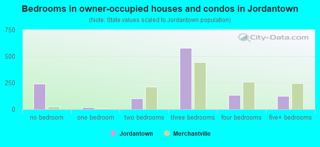 Bedrooms in owner-occupied houses and condos in Jordantown