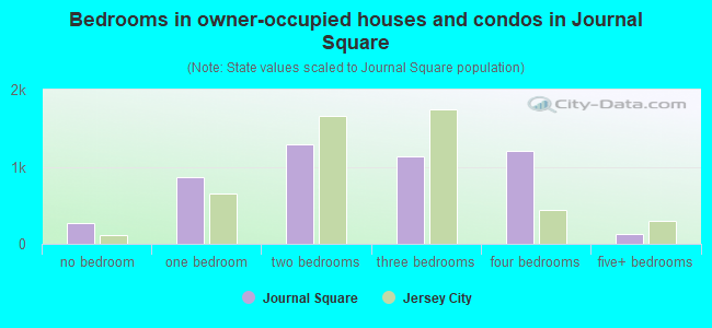 Bedrooms in owner-occupied houses and condos in Journal Square