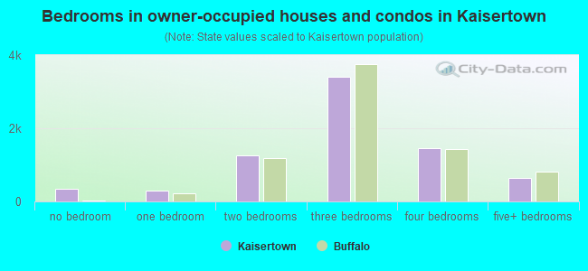 Bedrooms in owner-occupied houses and condos in Kaisertown