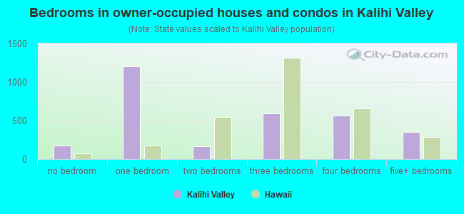 Bedrooms in owner-occupied houses and condos in Kalihi Valley