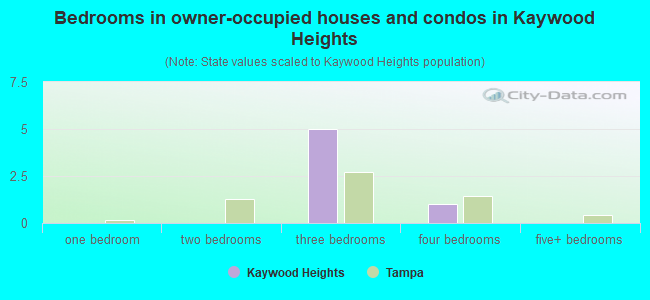 Bedrooms in owner-occupied houses and condos in Kaywood Heights