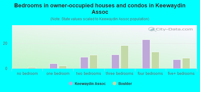 Bedrooms in owner-occupied houses and condos in Keewaydin Assoc