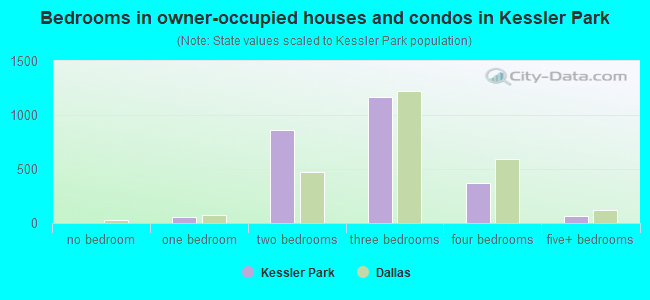 Bedrooms in owner-occupied houses and condos in Kessler Park