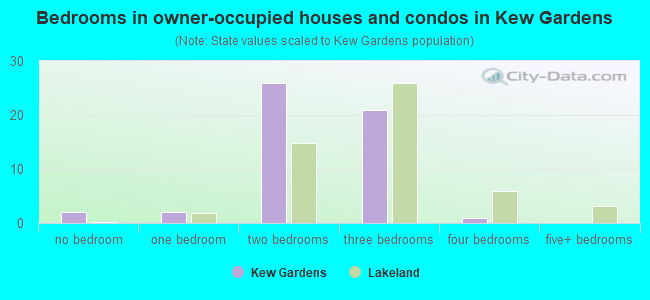 Bedrooms in owner-occupied houses and condos in Kew Gardens