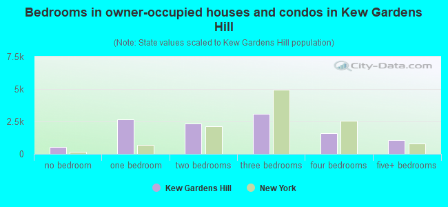 Bedrooms in owner-occupied houses and condos in Kew Gardens Hill