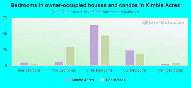 Bedrooms in owner-occupied houses and condos in Kimble Acres