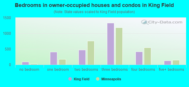 Bedrooms in owner-occupied houses and condos in King Field