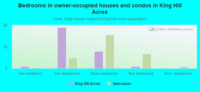 Bedrooms in owner-occupied houses and condos in King Hill Acres