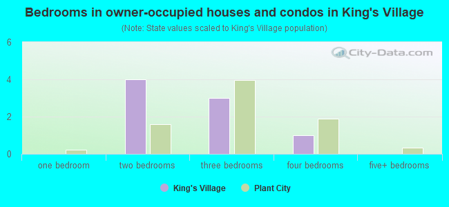 Bedrooms in owner-occupied houses and condos in King's Village