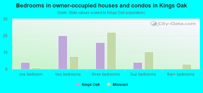 Bedrooms in owner-occupied houses and condos in Kings Oak