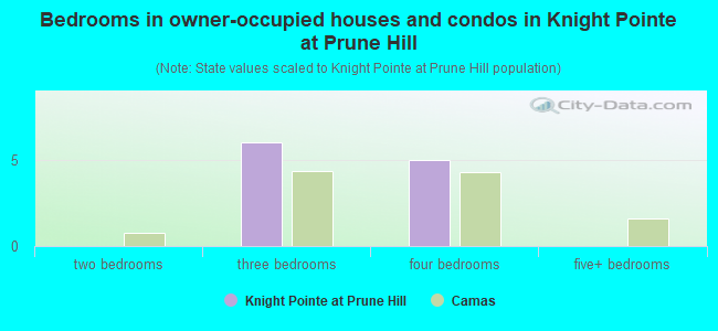Bedrooms in owner-occupied houses and condos in Knight Pointe at Prune Hill
