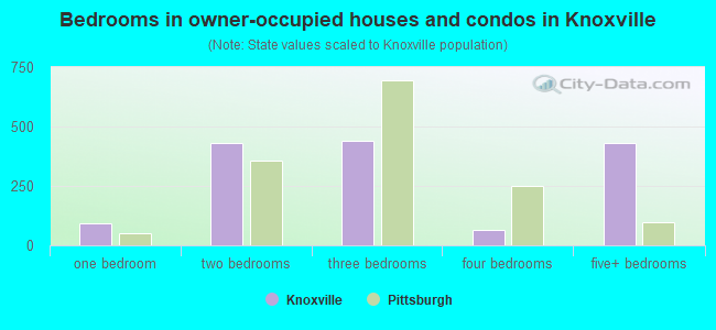 Bedrooms in owner-occupied houses and condos in Knoxville