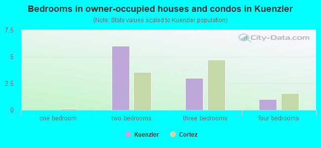 Bedrooms in owner-occupied houses and condos in Kuenzler