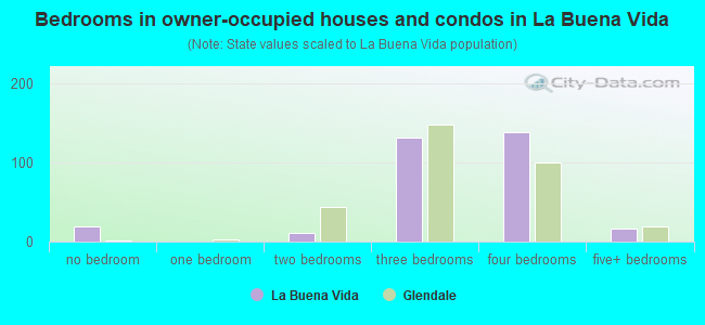 Bedrooms in owner-occupied houses and condos in La Buena Vida
