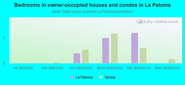 Bedrooms in owner-occupied houses and condos in La Paloma