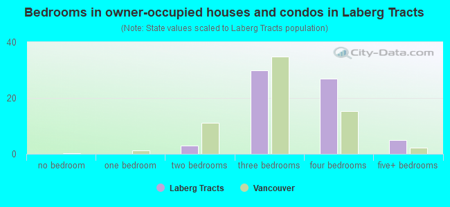 Bedrooms in owner-occupied houses and condos in Laberg Tracts
