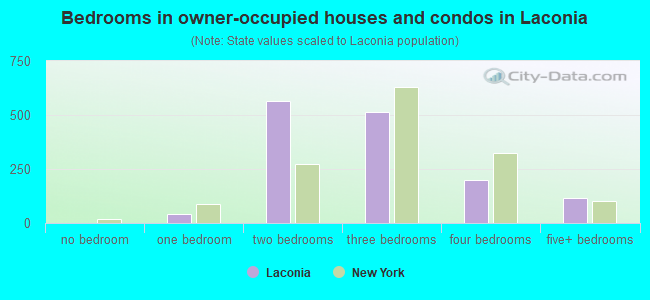 Bedrooms in owner-occupied houses and condos in Laconia