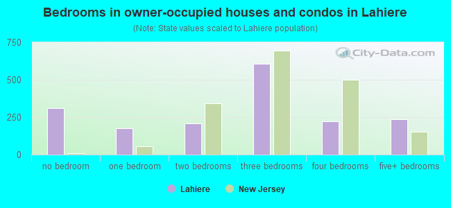Bedrooms in owner-occupied houses and condos in Lahiere