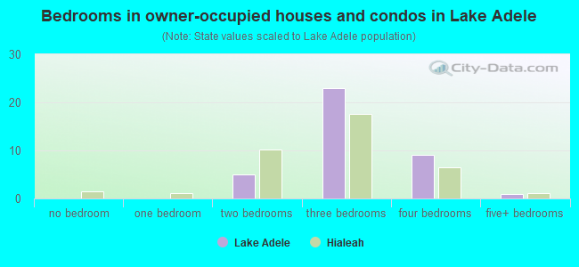 Bedrooms in owner-occupied houses and condos in Lake Adele