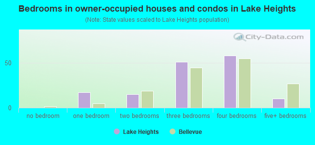 Bedrooms in owner-occupied houses and condos in Lake Heights