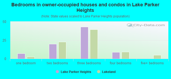 Bedrooms in owner-occupied houses and condos in Lake Parker Heights