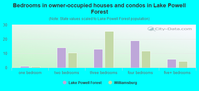 Bedrooms in owner-occupied houses and condos in Lake Powell Forest