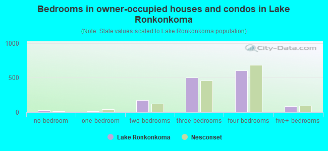 Bedrooms in owner-occupied houses and condos in Lake Ronkonkoma