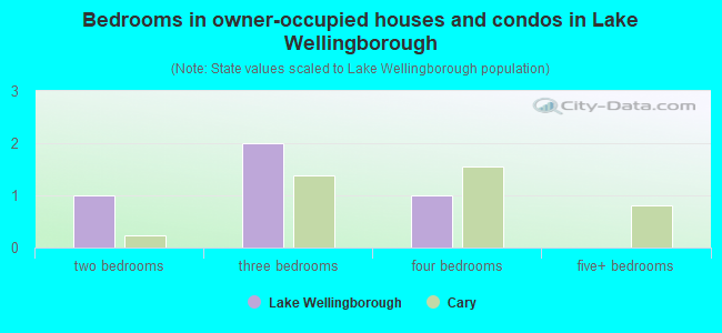 Bedrooms in owner-occupied houses and condos in Lake Wellingborough