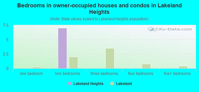 Bedrooms in owner-occupied houses and condos in Lakeland Heights