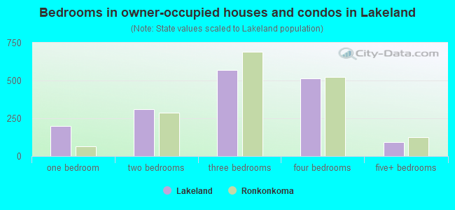 Bedrooms in owner-occupied houses and condos in Lakeland