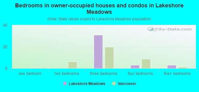 Bedrooms in owner-occupied houses and condos in Lakeshore Meadows