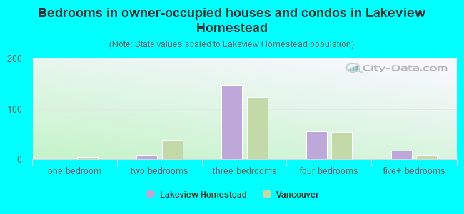 Bedrooms in owner-occupied houses and condos in Lakeview Homestead